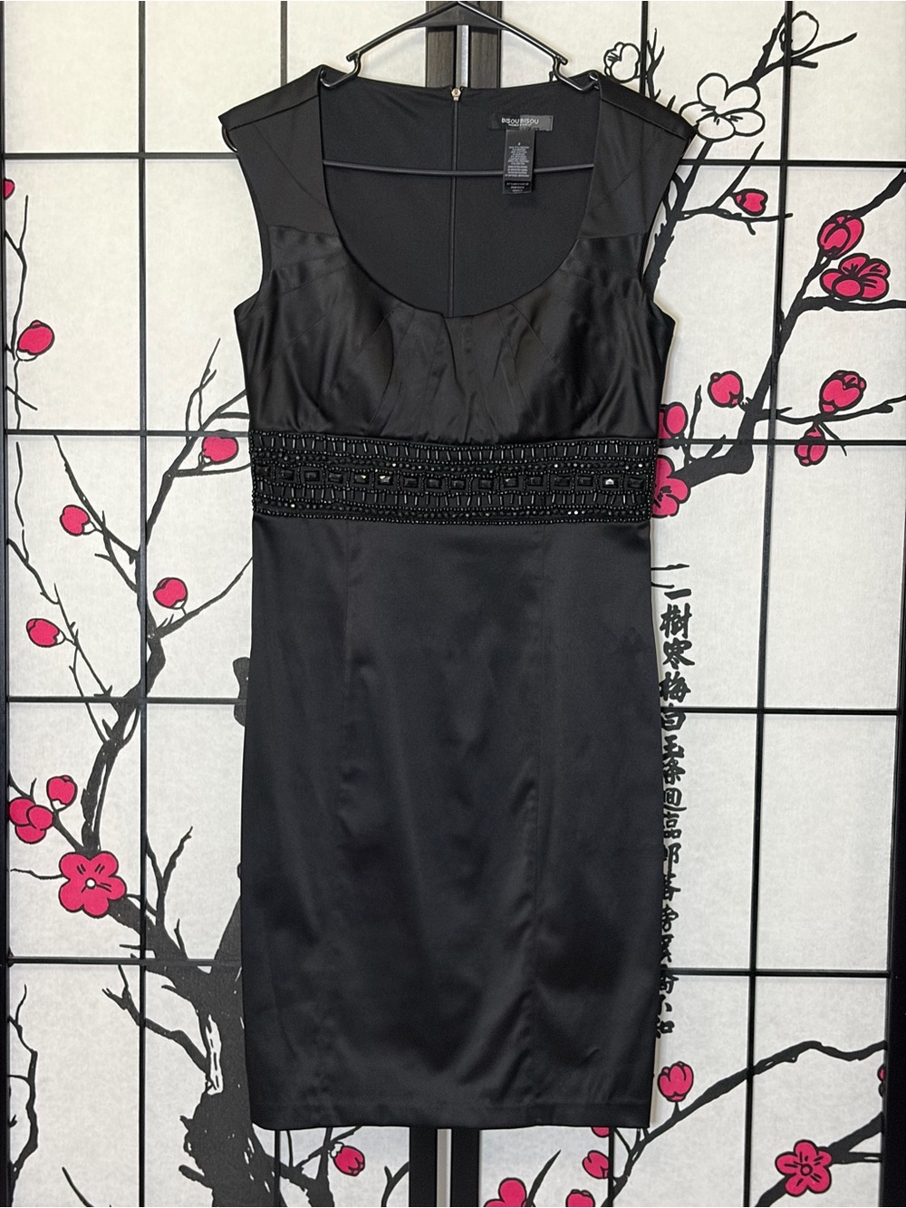 Bisou Bisou Black Sleeveless Midi Sheath Dress